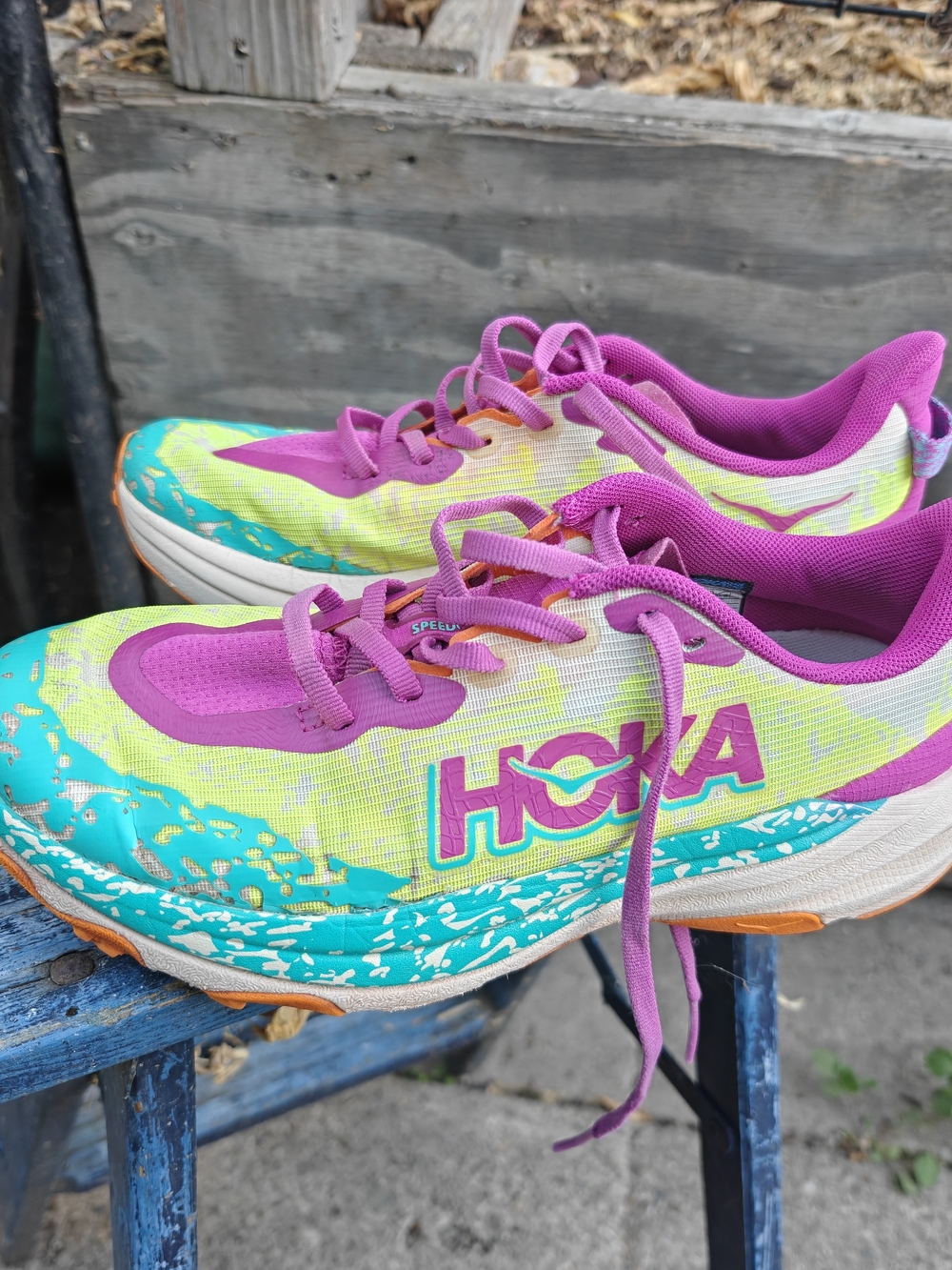 Hoka Vibrant Multicolor Running Shoes - Pink, Teal & Yellow 6Y/5MD